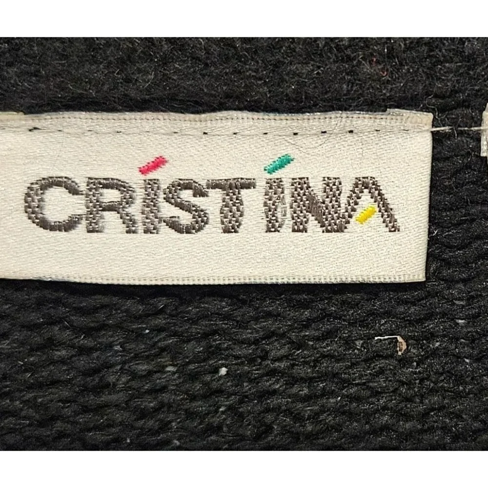 Cristina Woman Size L VTG Embellished Silk Angora blend Cardigan Art Colorful - Picture 6 of 8